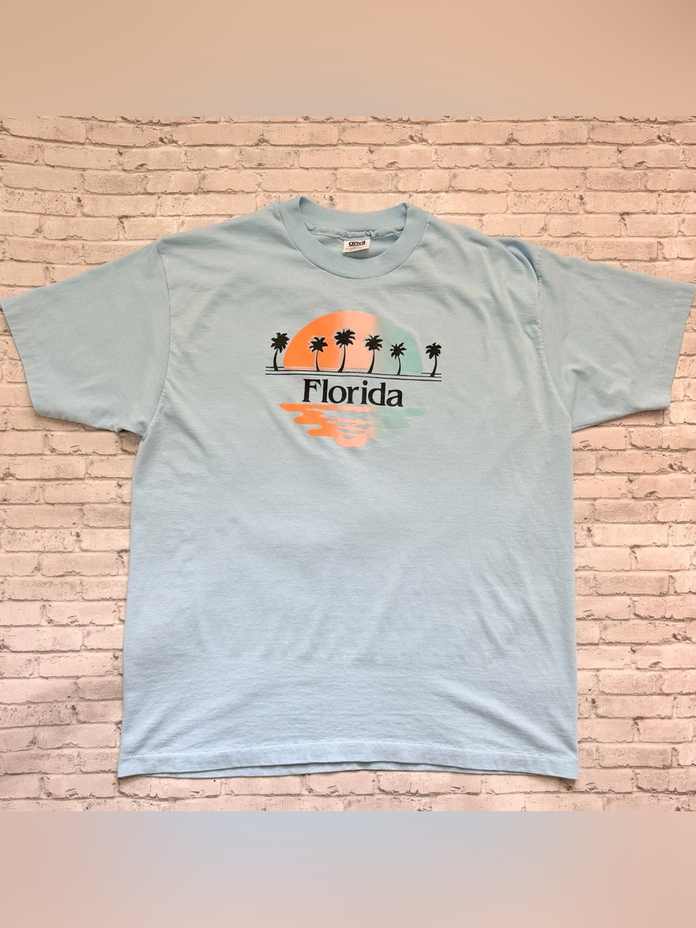 Vintage Light Blue Florida Sunset Graphic Tee